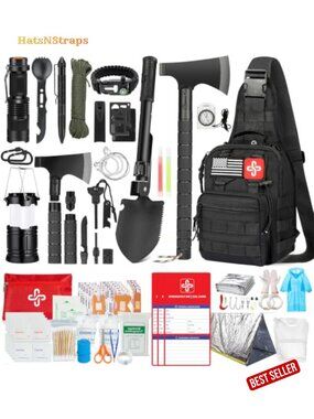262pc Survival Kit Emergency Gear First Aid Crossbody Bag Camping Hiking